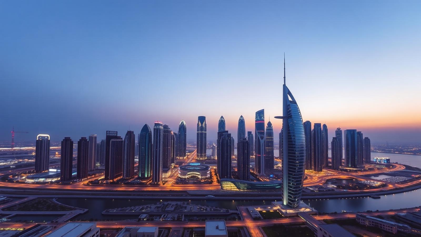 Dubai skyline at blue hour